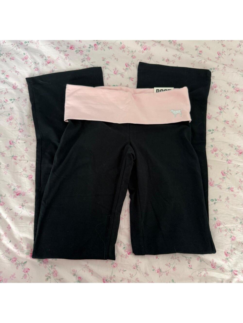 VS PINK Foldover Waist Flare Yoga Pants y2k